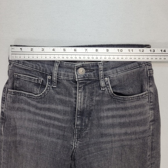 Levis Jeans Womens 26 Black 724 High Rise Straight Distressed Raw Hem Denim - Picture 10 of 12